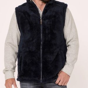 MOONSHINE SPIRIT MEN'S KERN VALLEY FAUX FUR ZIP-FRONT FLEECE VEST SIZE LARGE